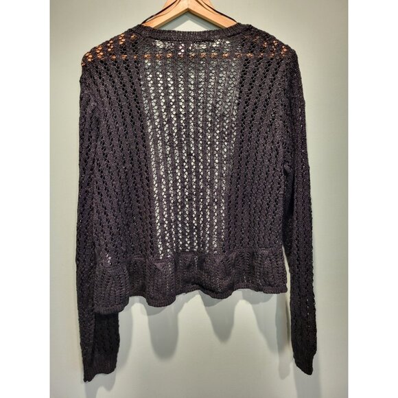 New LC Lauren Conrad Black Open Knit Open Cardigan Sweater 2X - Picture 4 of 9